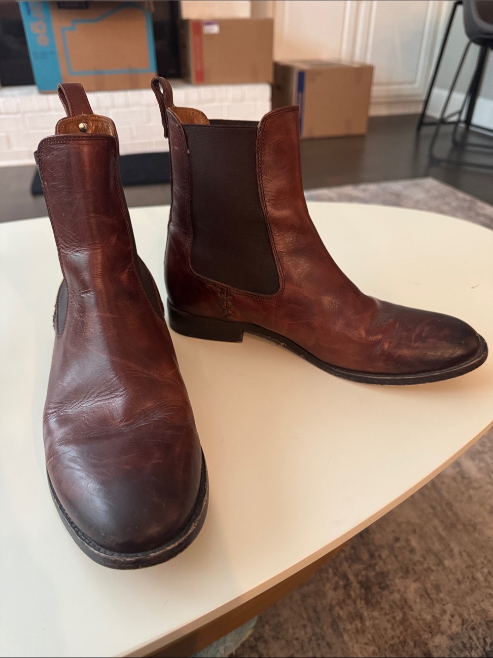 Frye Brown Leather Chelsea Ankle Boots